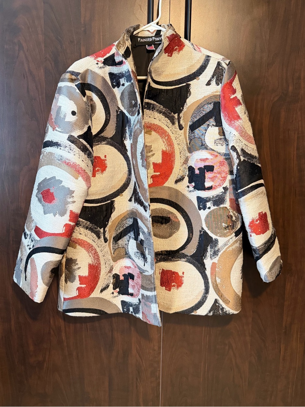 Painted Pony Abstract Print Tapestry Blazer Jacket Size Large